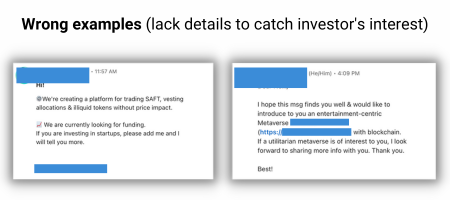 bad examples of linkedin cold message to investors