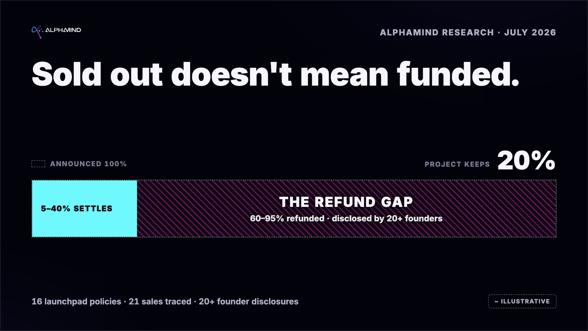 Illustrative $500,000 refundable token sale leaving zero capital after refunds and launchpad fees.