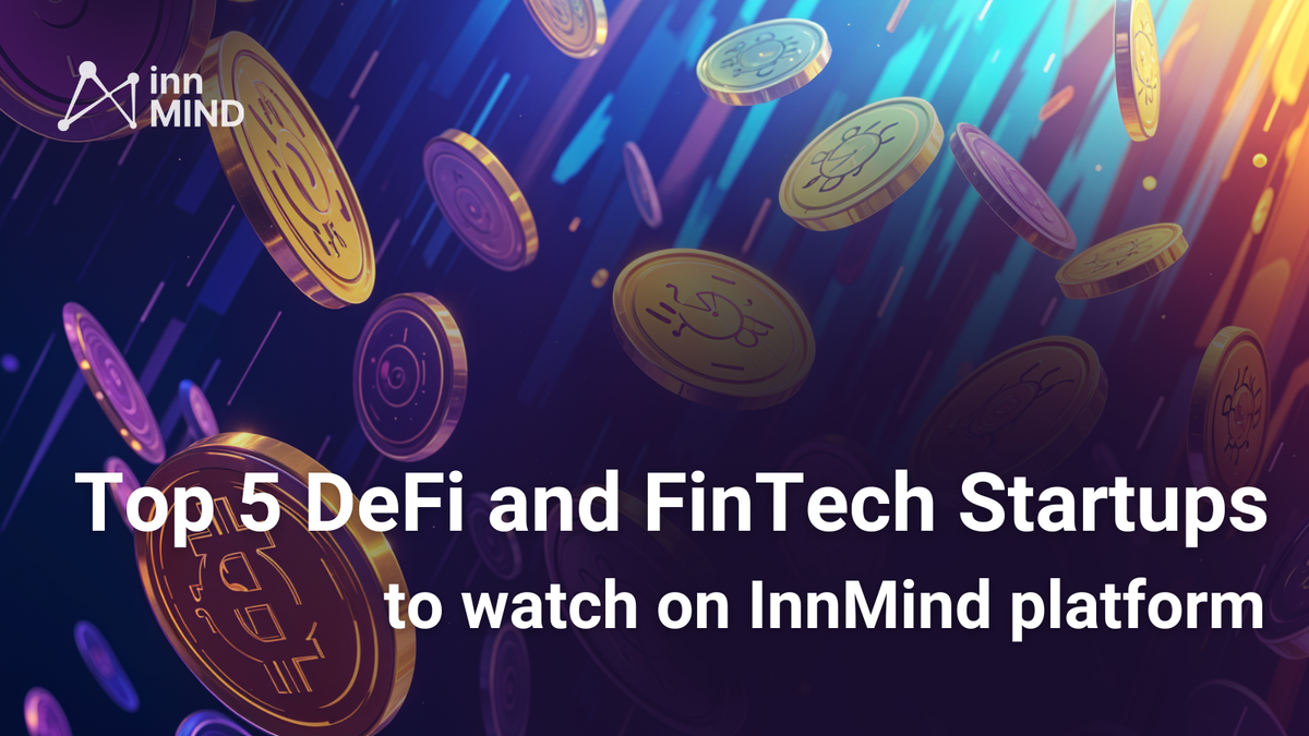 Five emerging DeFi and Web3 fintech startup logos representing crypto payments, trading platforms, RWA tokenization, neobanking, and on-chain reputation solutions