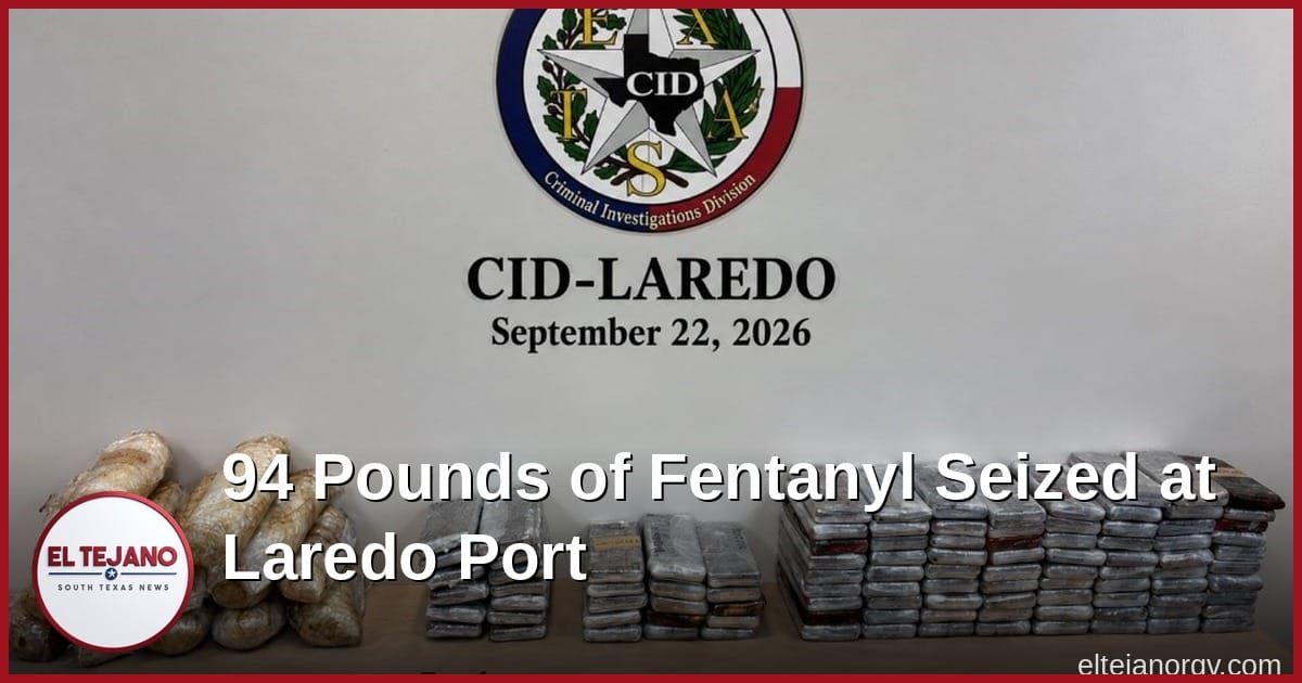 94 Pounds of Fentanyl Found at Laredo Port; Two Men From Up North Jailed