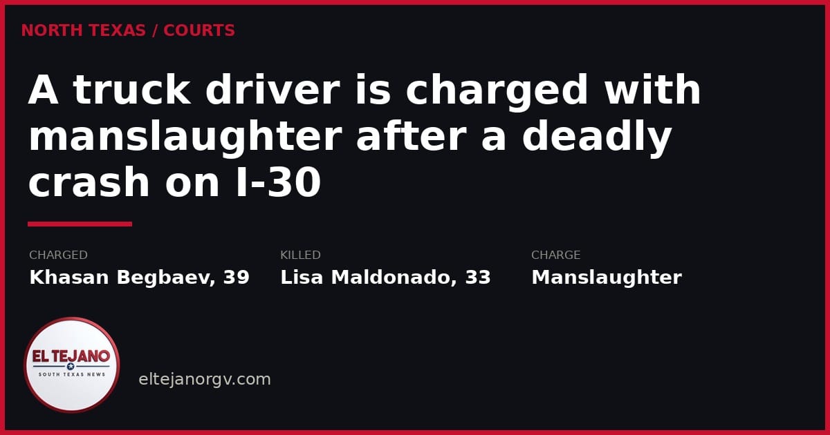 A truck driver is charged with manslaughter after a deadly crash on Interstate 30 in Mesquite