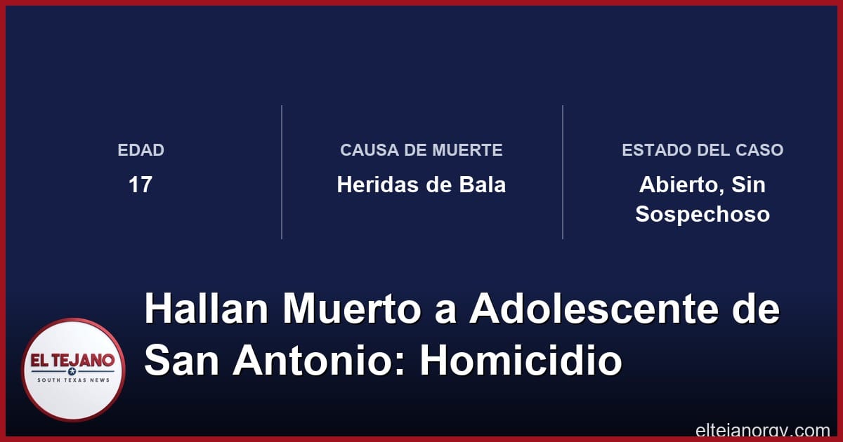 Encuentran Muerto a Adolescente Desaparecido de San Antonio; Lo Investigan Como Homicidio
