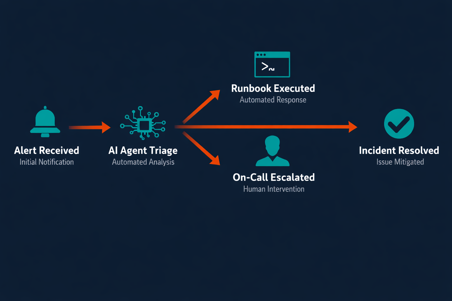 Pazi's IT incident response agent workflow showing triage, runbook execution, and escalation routing