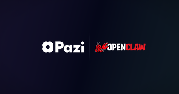 Pazi and OpenClaw logos side by side on dark navy, no combat framing.