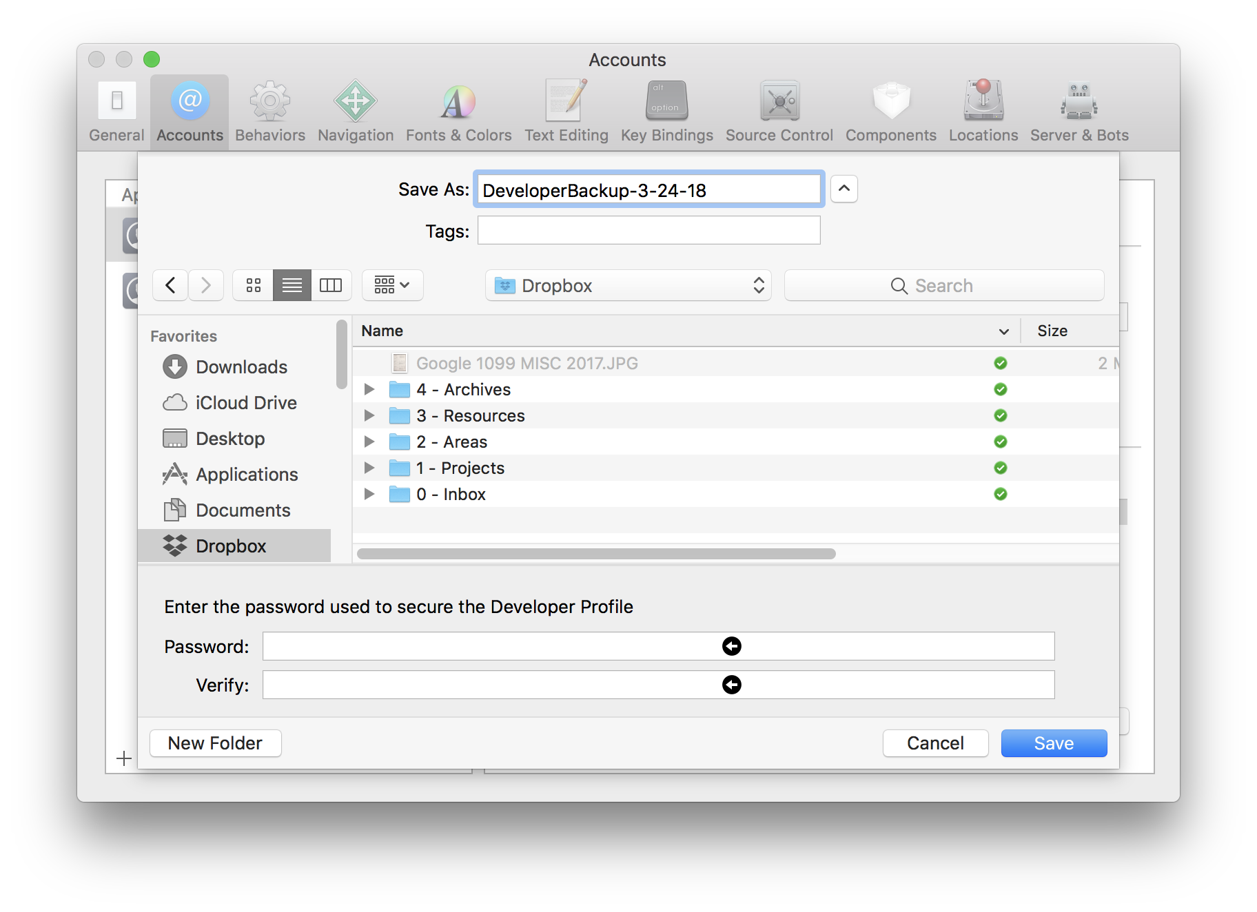 Save to Dropbox with a Secure Password
