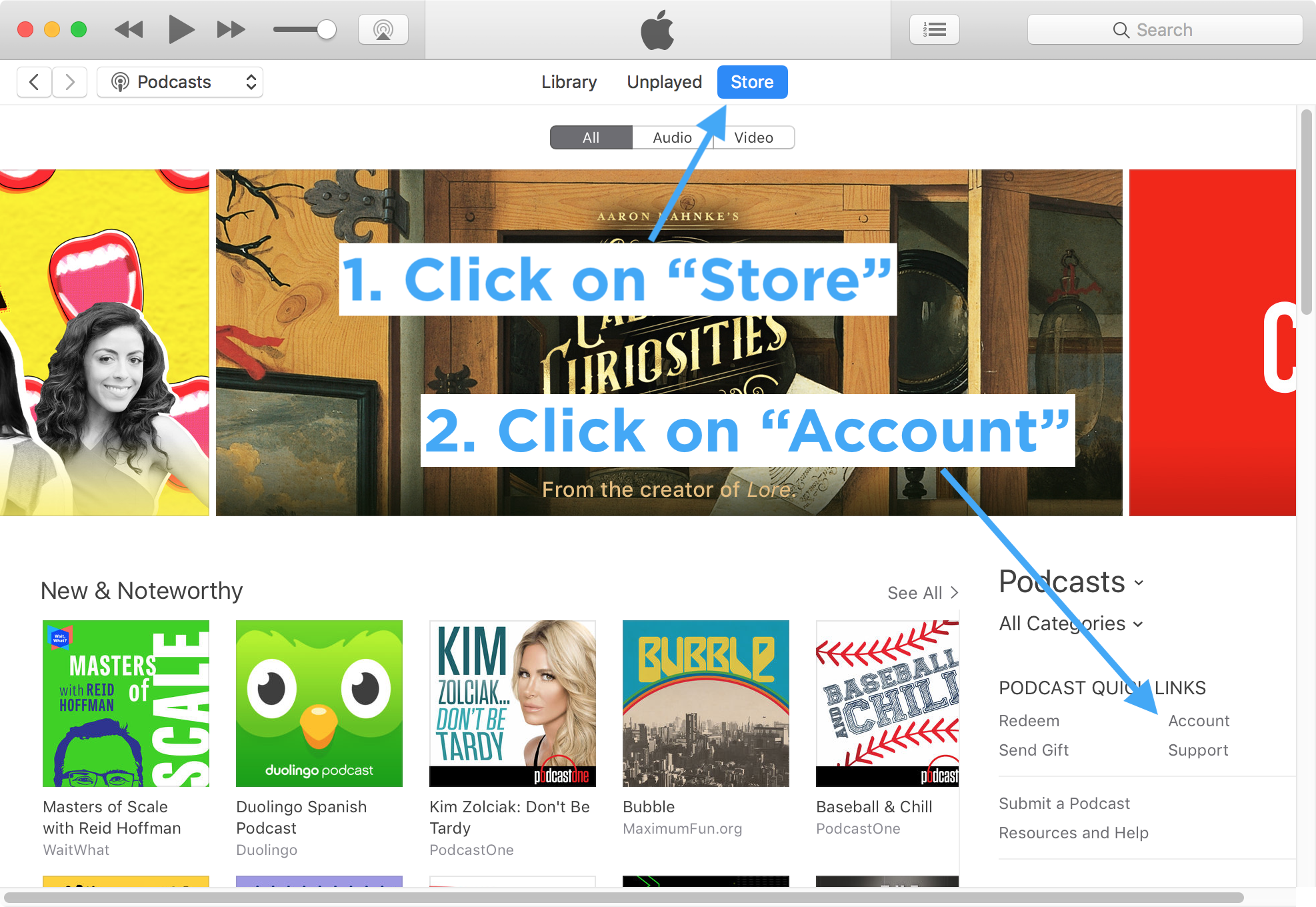 Open iTunes Account settings