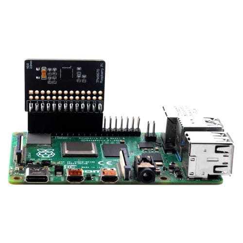 Stock image of TPM 2.0 module on the on-board Raspberry Pi 5 for reference of Space Fabric's hardware design