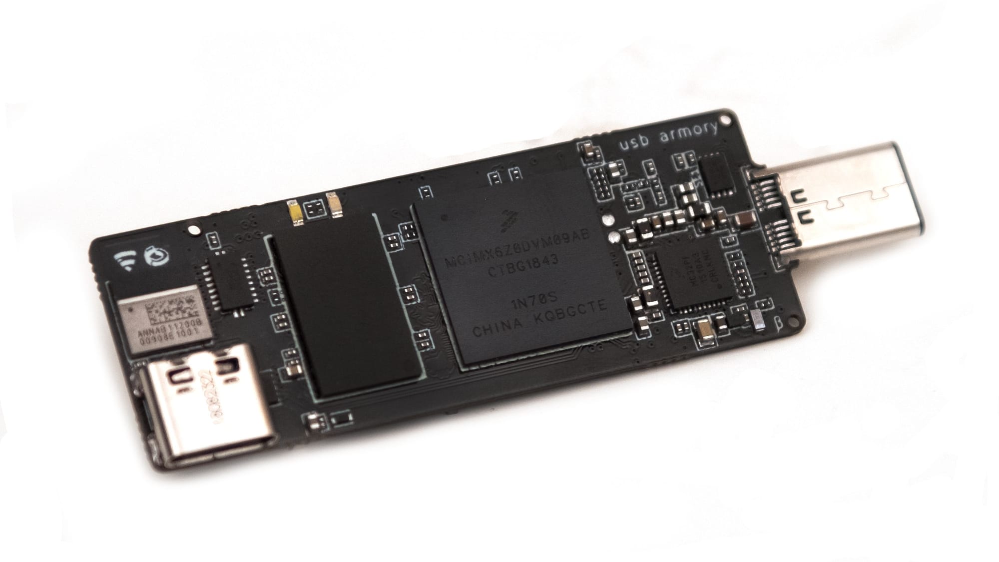 Stock Image of a USB Armory Mk II for reference in context of Space Fabric using ARM TrustZone on the USB Armory Mk II as the satellite's TEE