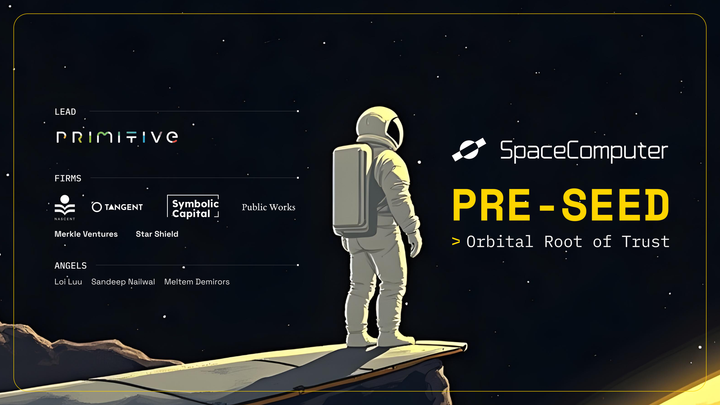 Pre-Seed announcement feature image for SpaceComputer's raise announcement led by Primitive Ventures.