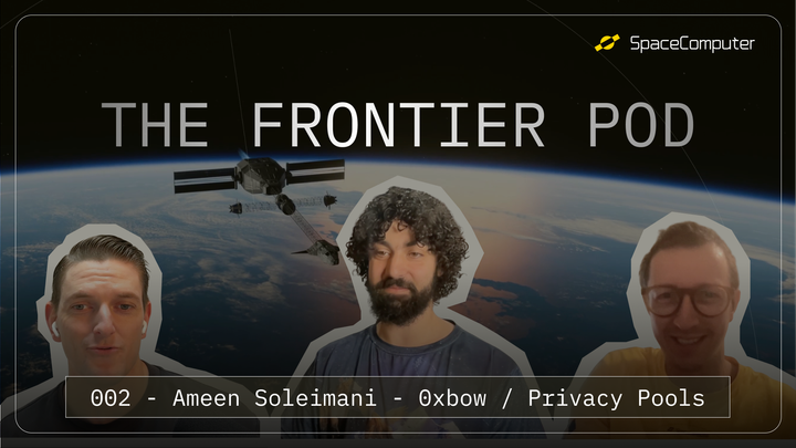second episode of the frontier podcast, with Ameen Soleimani, founder of 0xbow and Privacy Pools, hosted by Tom Mitchelhill and Daniel Bar.