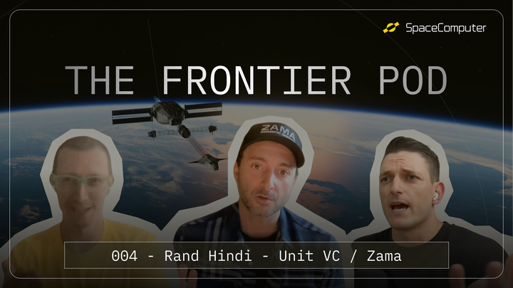 Cover image for the Frontier Podcast episode 4 with Rand Hindi, founder of Zama and Unit VC (investor in SpaceComputer). 