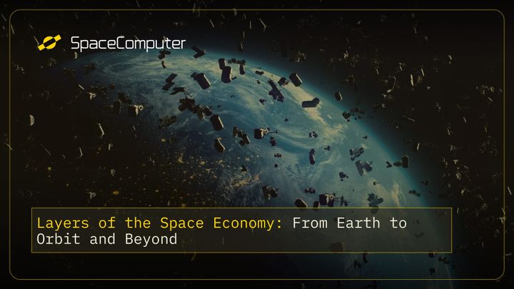 graphic of satellites in multitudes floating around Low Earth Orbit and beyond in the layers of operation of the space tech economy. 