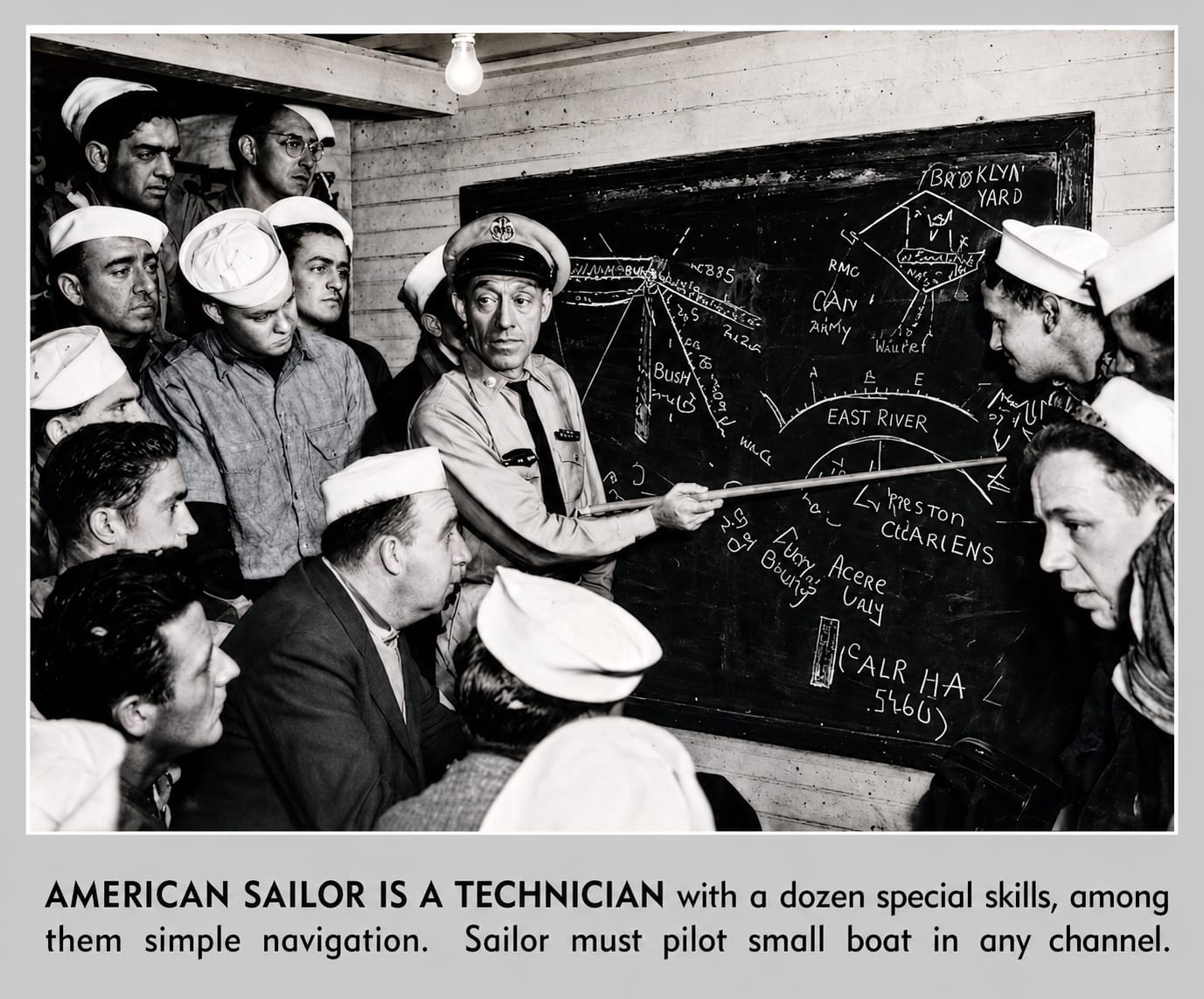 Chief Petty Officer Max Miller training his men in navigation