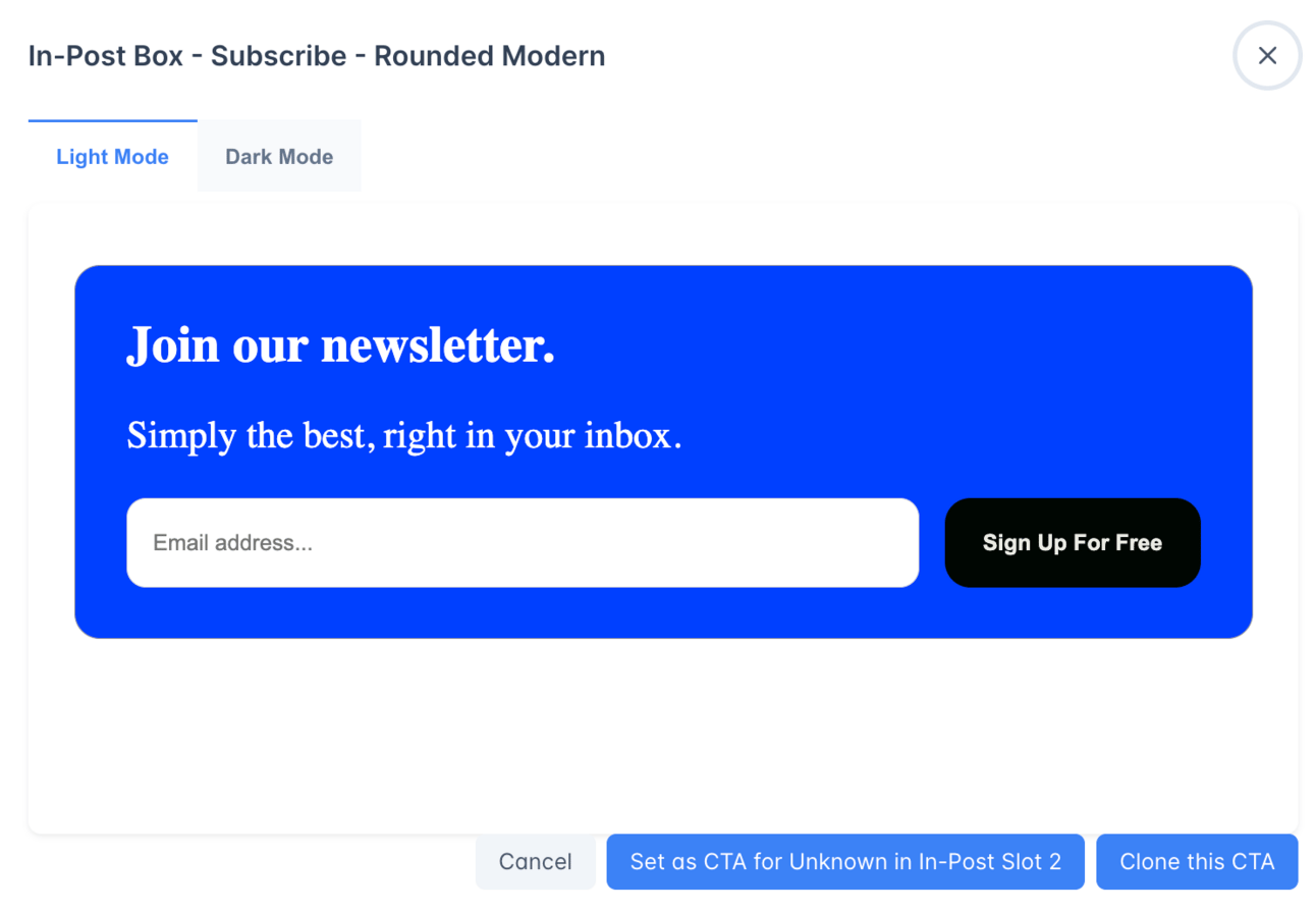 Previewing the calls to acion