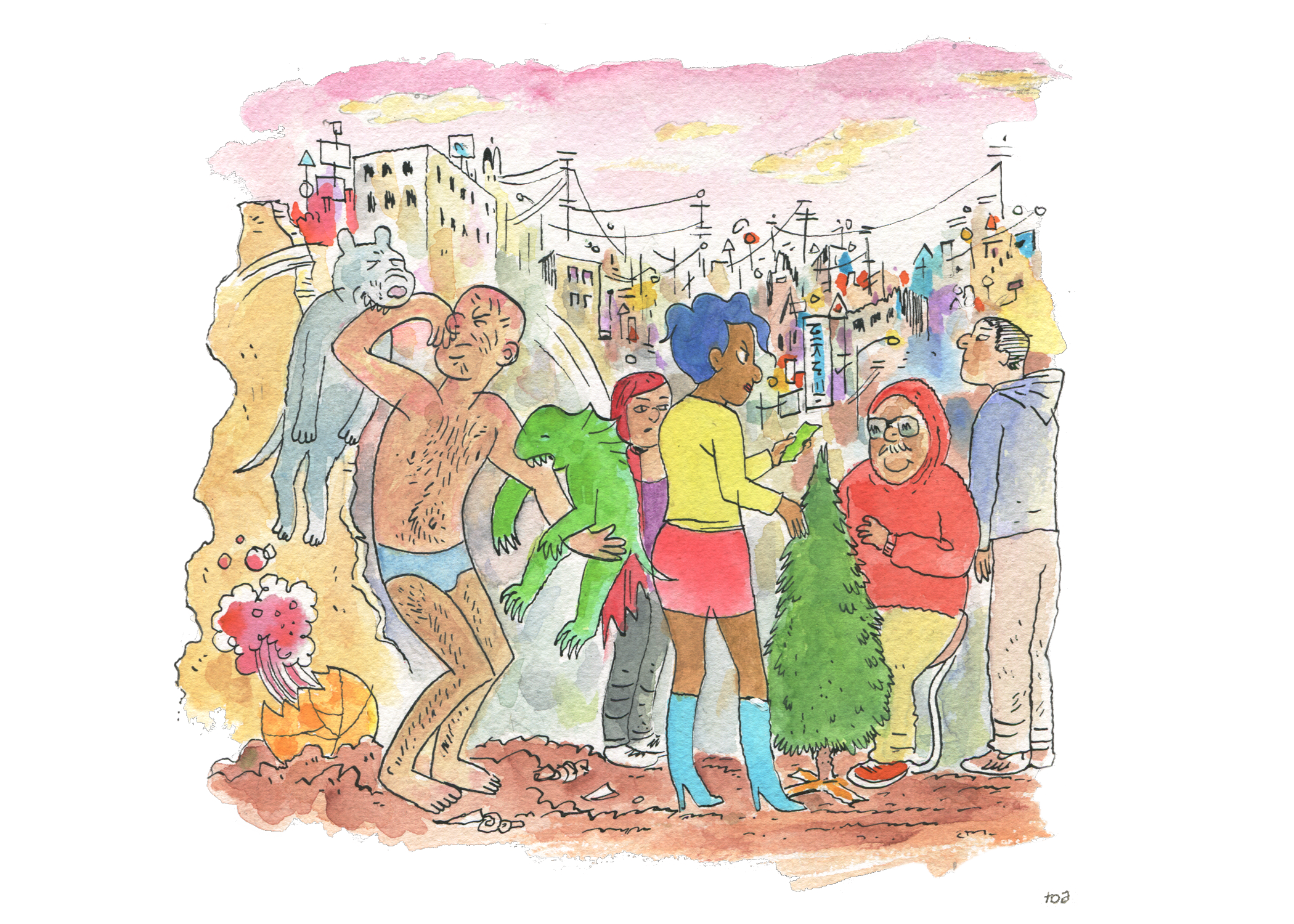 A holiday in LA, feat. hipsters, a Christmas tree, festive lanterns and a hallucinating man