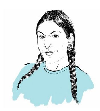 A pen and ink drawing of Flaming Hydra Kim Kelly