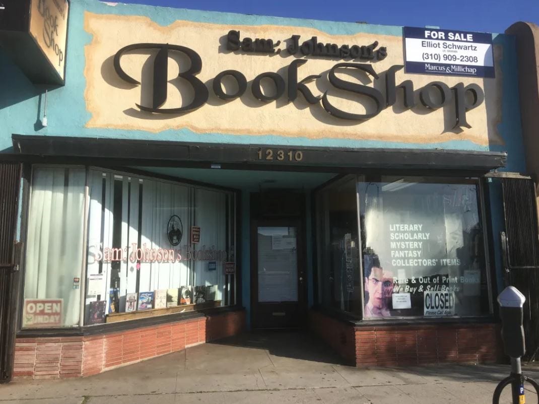 Sam: Johnson's Book Shop on Venice Beach in Mar Vista, California, bathed in Los Angeles light