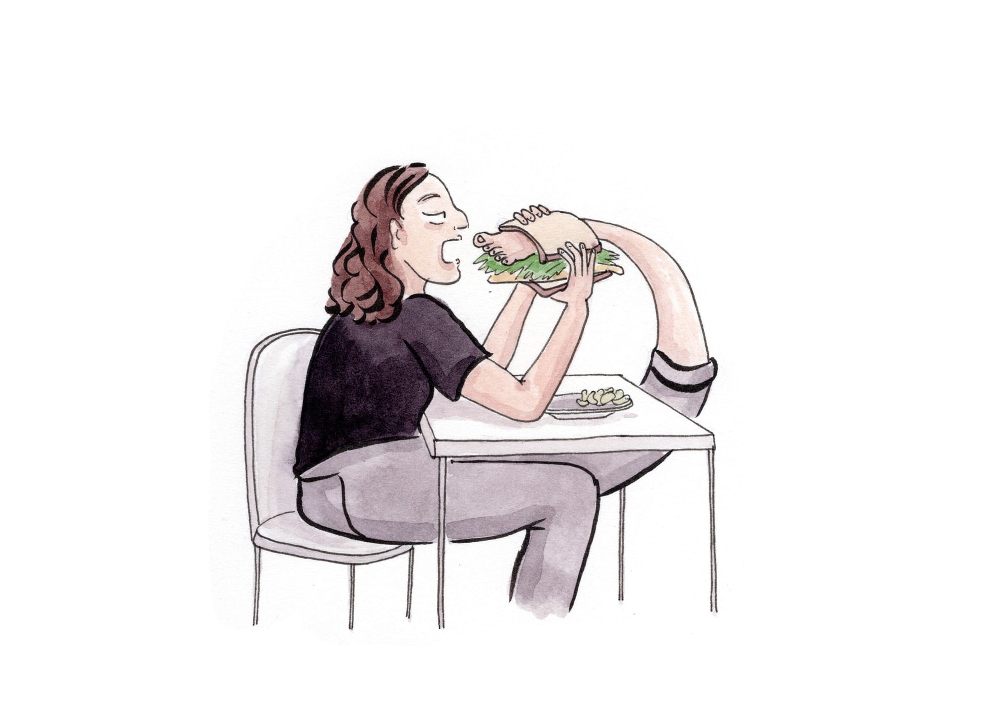 The author about to gnaw off her own foot (in sandwich form)