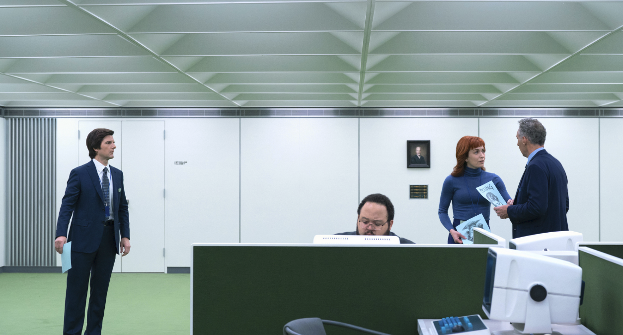 The workmates of 'Severance' in their chillingly sterile office