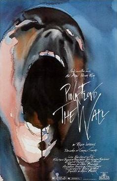Theatrical poster for 'Pink Floyd: The Wall' featuring a watercolor of a screaming face
