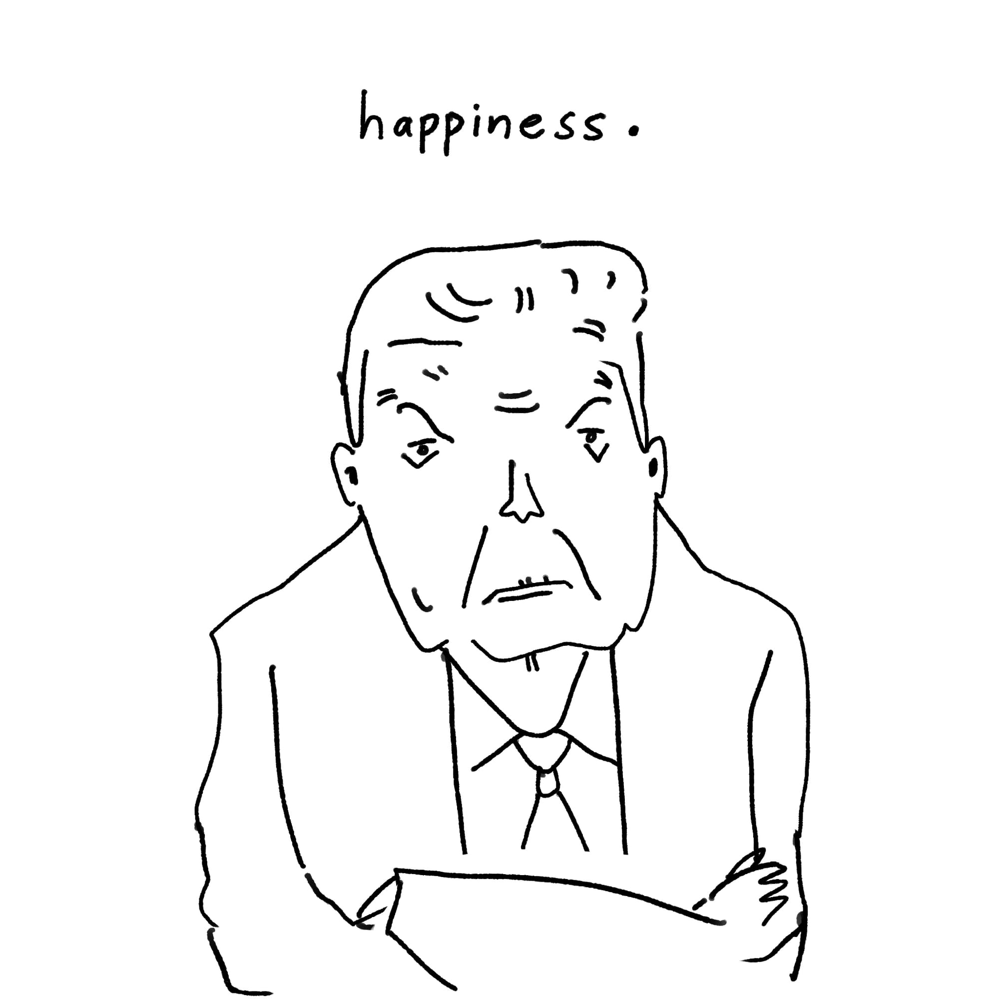 happiness. [Frowning Donald Trump]