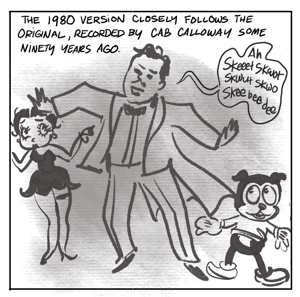 [image] Betty Boop and Bimbo dancing with Cab Calloway who is SINGING "Ah Skeeet Skwot Skwut Skwo Skee bee dee"