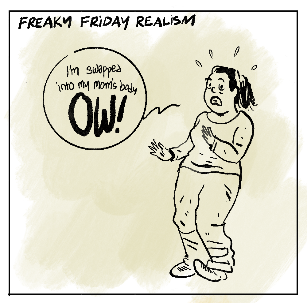 1. [Title] FREAKY FRIDAY REALISM [Woman speaks] I'm swapped into my moms body OW!