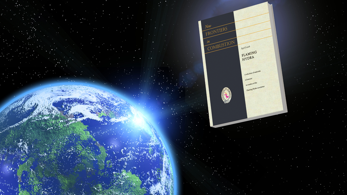 A Flaming Hydra MAGAZINE in space HEADED FOR PLANET EARTH