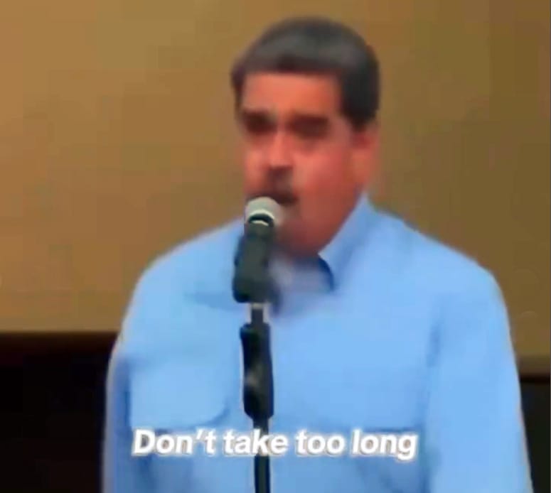 Nicolàs Maduro shouting taunts in a clip posted by the official White House account on social media