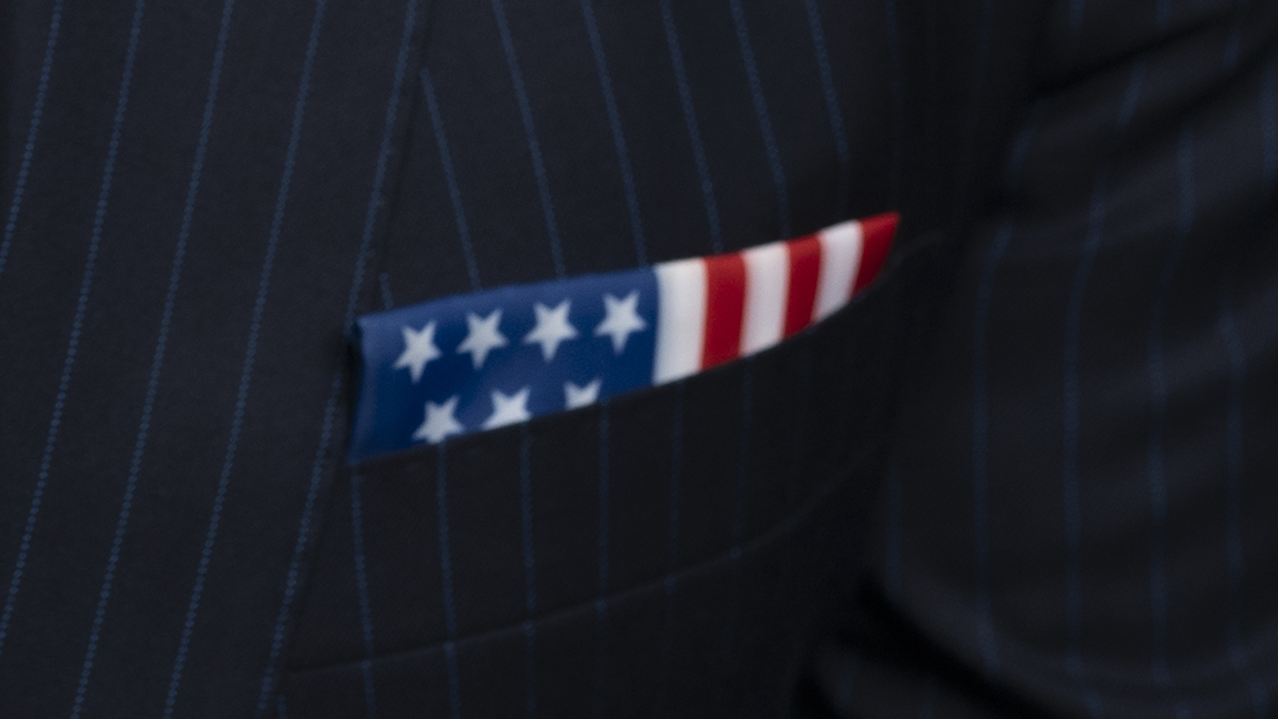 Breast pocket square US flag hanky used by the Secretary as self-decoration