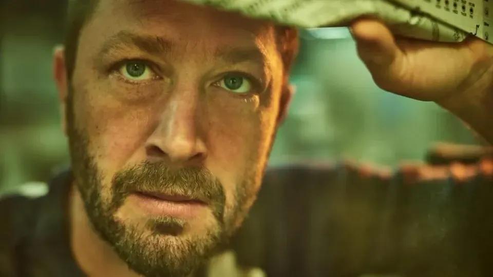 The soulful, tormented gaze in closeup of The Bear's Richie Jerimovich (Ebon Moss-Bachrach)