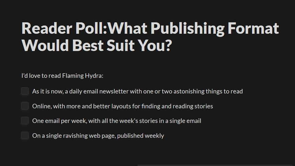 Reader Poll: What Publishing Format Would Best Suit You?