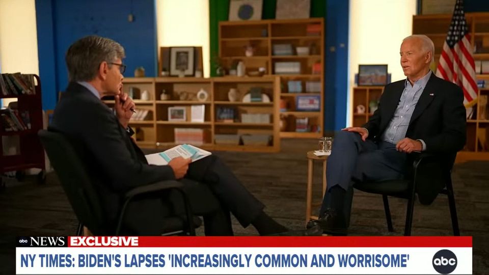 Screenshot of George Stephanopoulos's interview with President Joe Biden, July 5th 2024