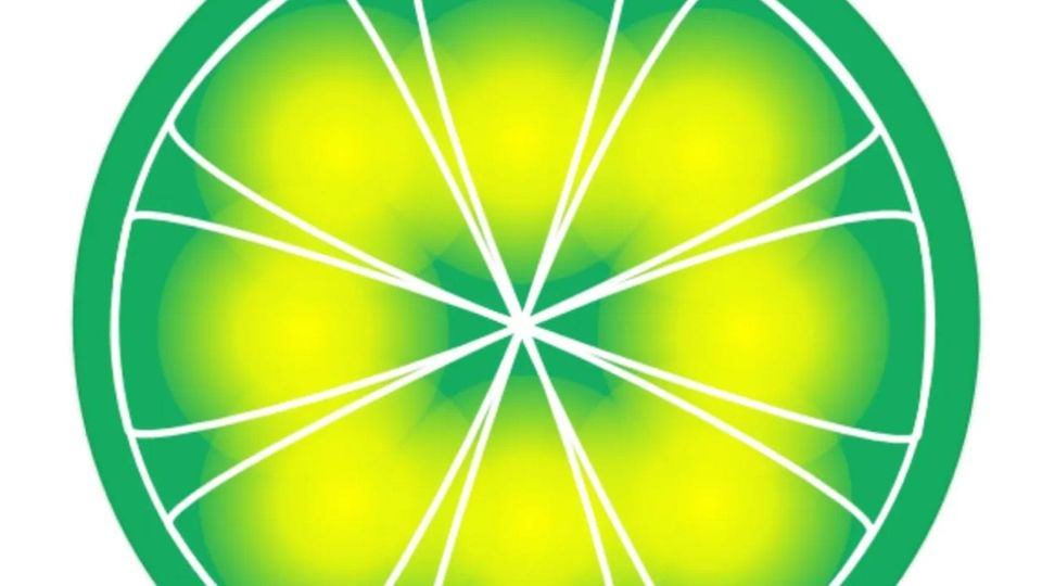 Abstract logo of a lime, in shades of green yellow and chartreuse
