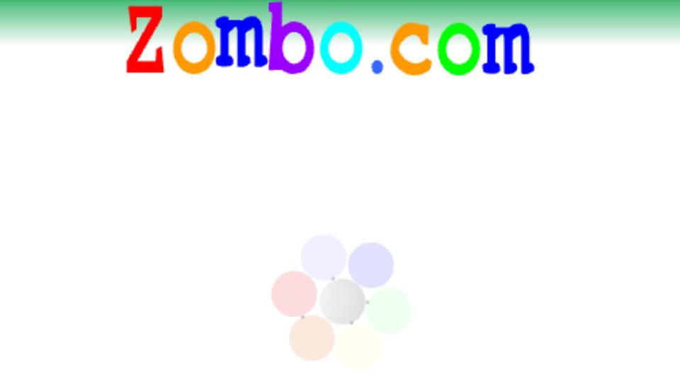 That's basically it, Zombo.com, in brightly colored letters, a kelly green gradient stripe at the top on a white ground