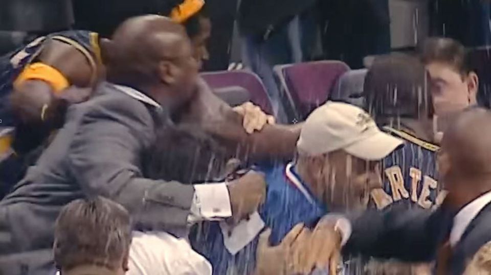 Malice at the Palace: Drinks and punches thrown on November 19, 2004, in the legendary brawl at Auburn Hills, MI