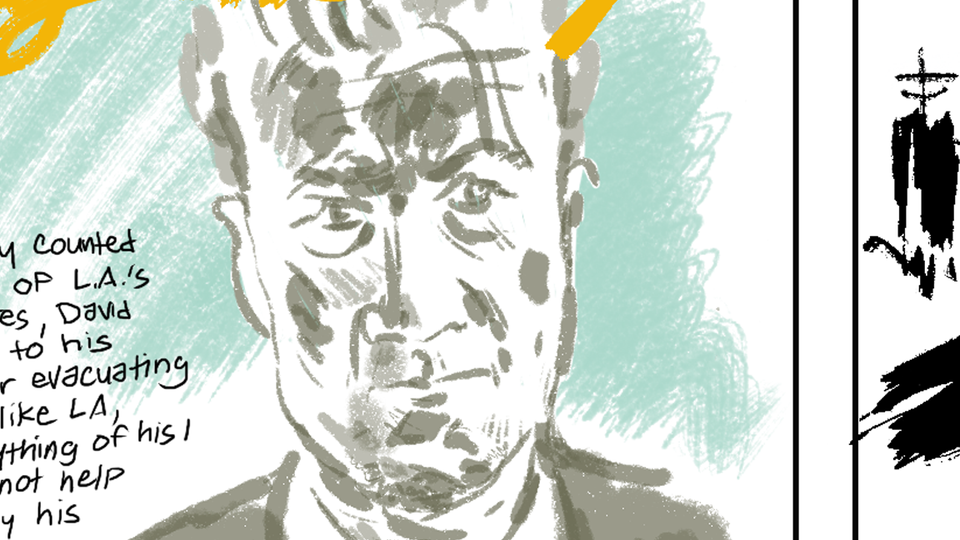Detail of panels found in today's comic, an image of David Lynch.