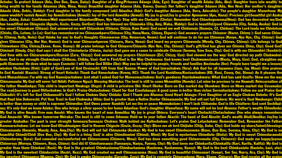 A whole lot of Igbo names!