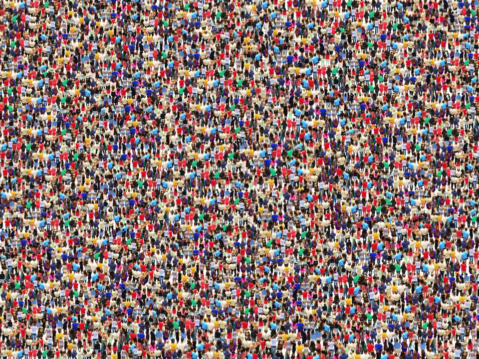 Thousands of people viewed from above