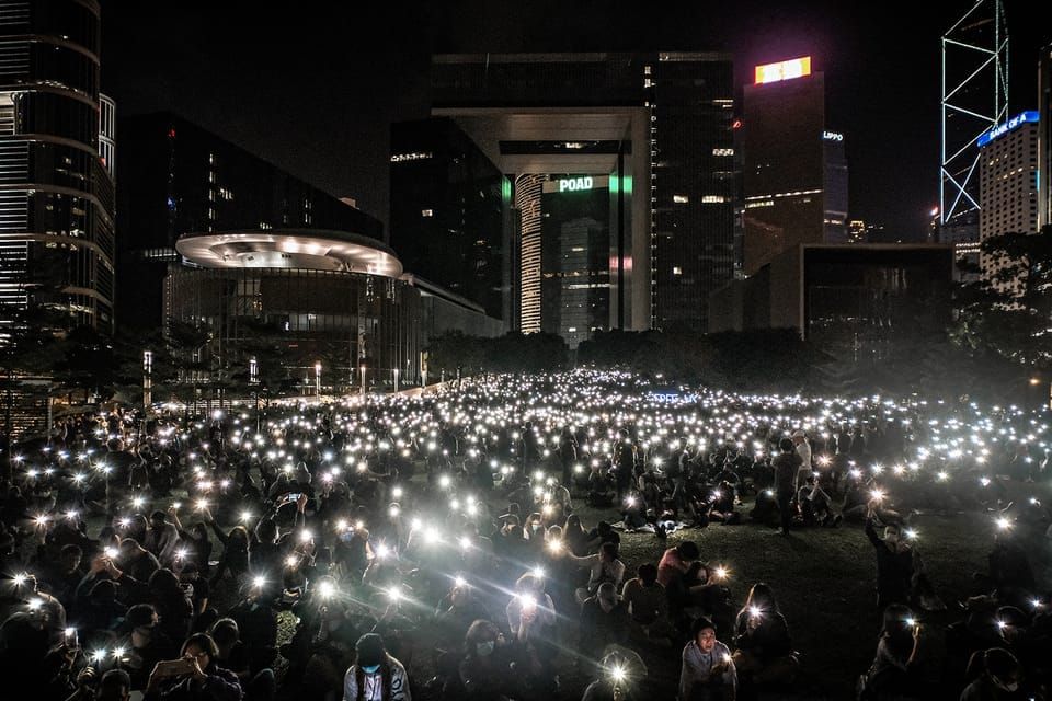 Mass protest against the Hong Kong extradition bill, night time, November 9, 2019