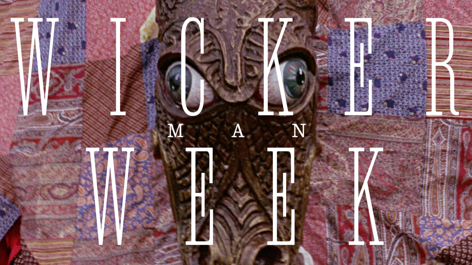 A sinister handmade quilt with a face from THE WICKER MAN (1973)