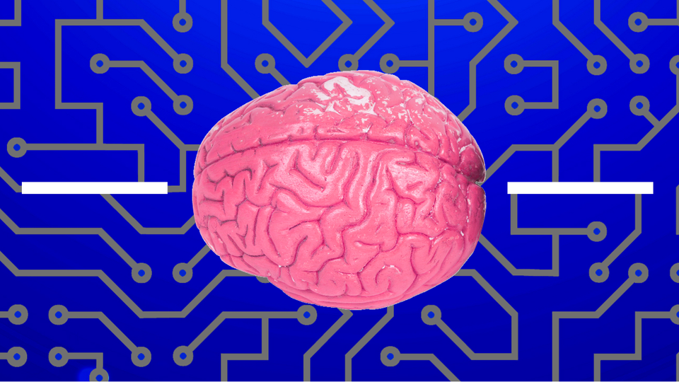 A bubblegum pink brain between emdashes