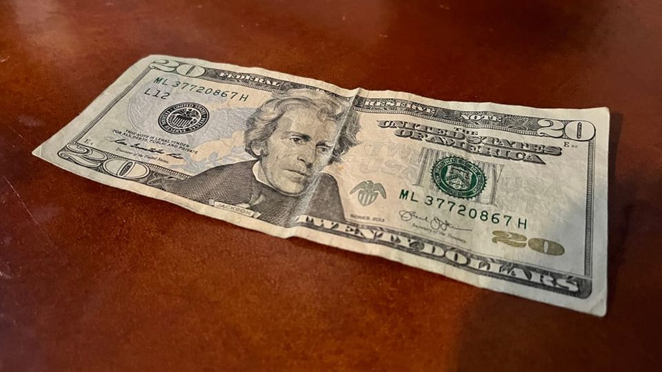 A 20-dollar bill