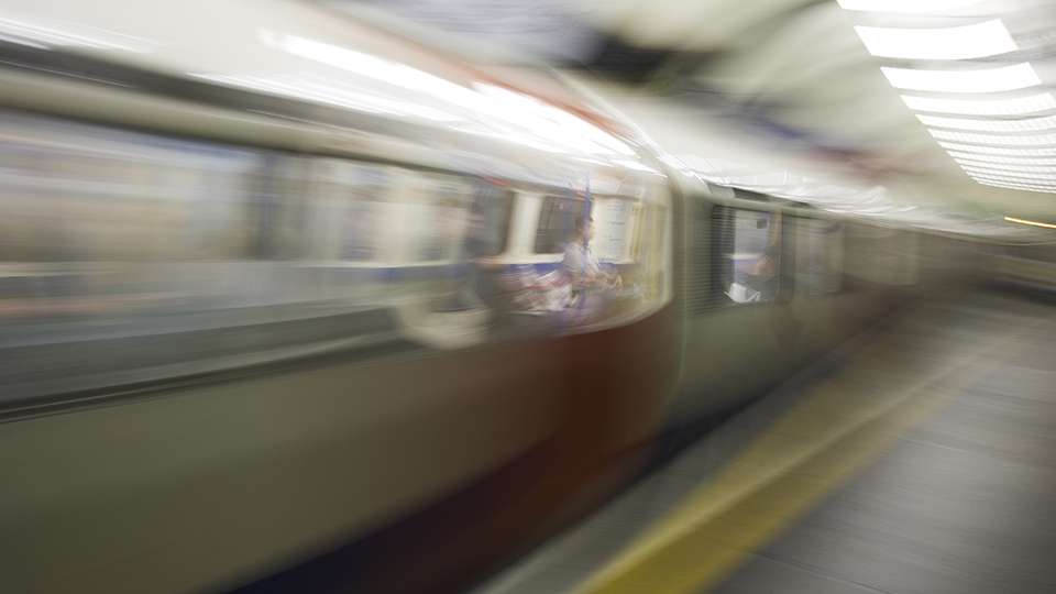 Subway train speeding by