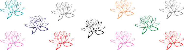 multi-colored lotus flower illustrations on a background of white