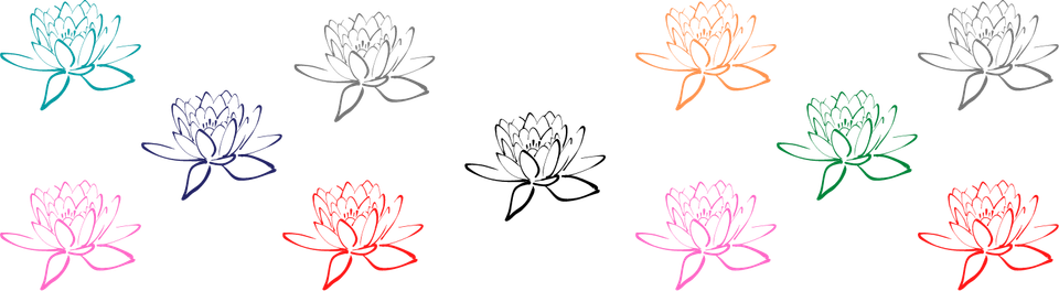 multi-colored lotus flower illustrations on a background of white