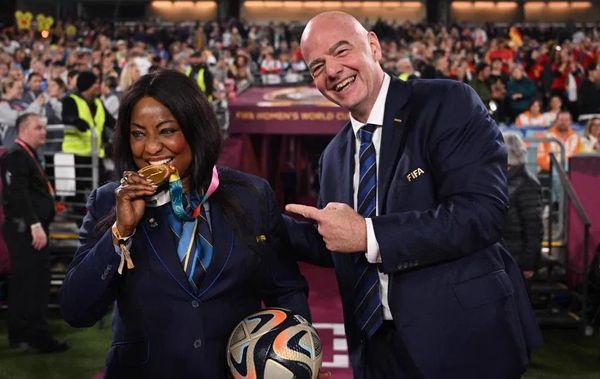 Fatma Samoura, outgoing General Secretary, FIFA Deity Gianni Infantino. (Photo: FIFA/Twitter)