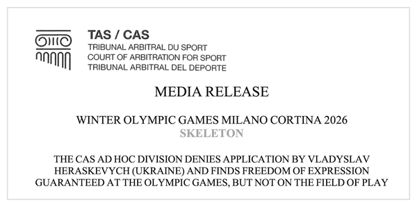 CAS ad hoc Division denies Heraskevych's application