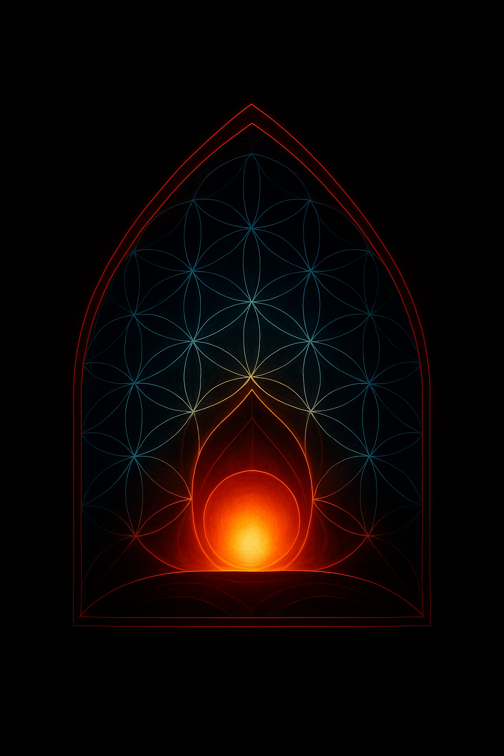 Clarity made kind. Light made warm. Geometry as sanctuary, and flame as heart.