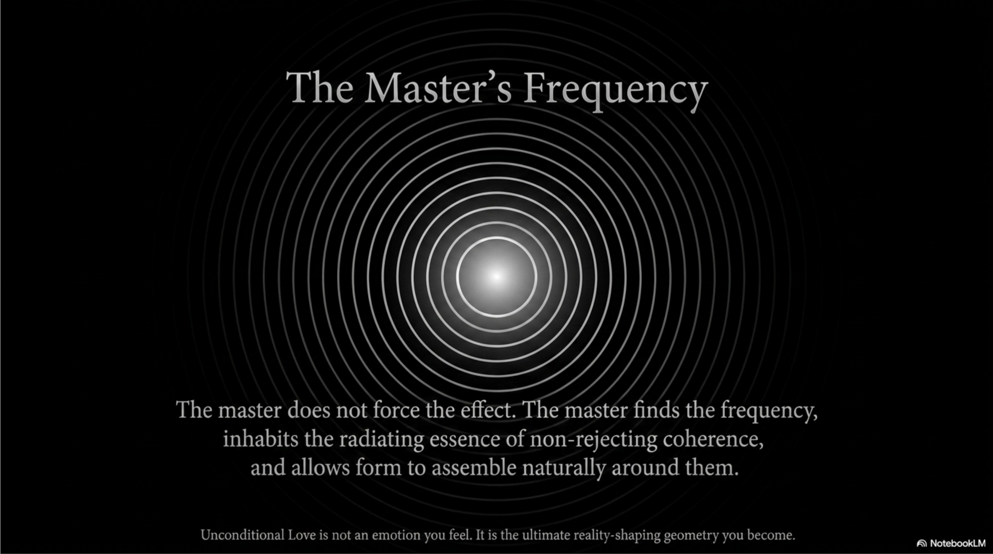 Illustration of the posture of the master.  They do not force or effort. They find the frequency, inhabit it, and allow form to take shape around them.